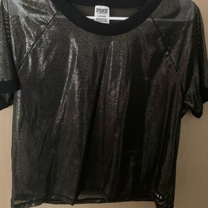 Pink Silver Mesh Top